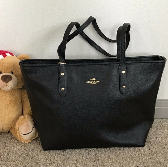 Coach Handbags - Coach Leather Zip Top City Tote Shoulder Bag Black